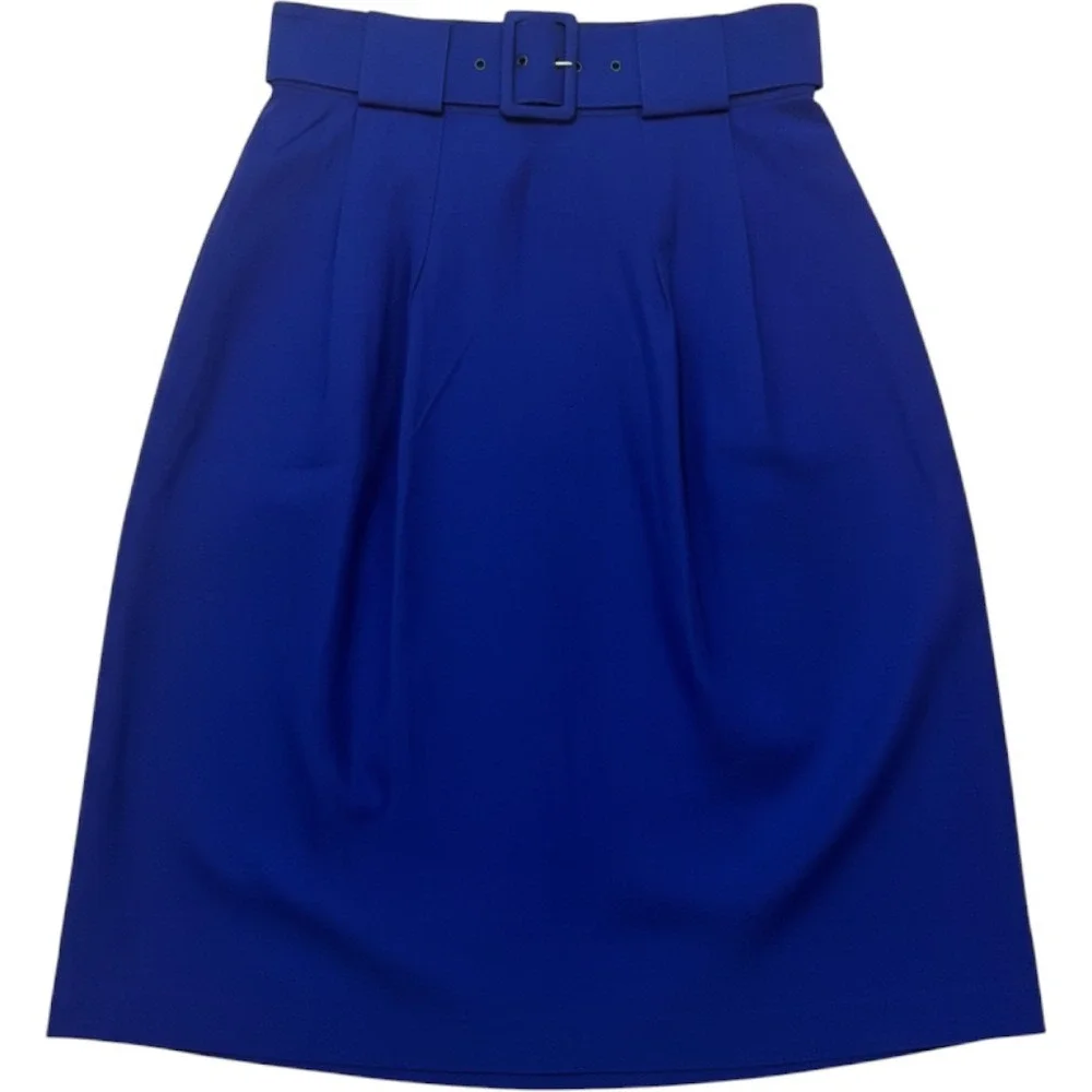 Vintage Block Island Petites Royal Blue Belted Pencil Skirt Made in USA Size 5/6